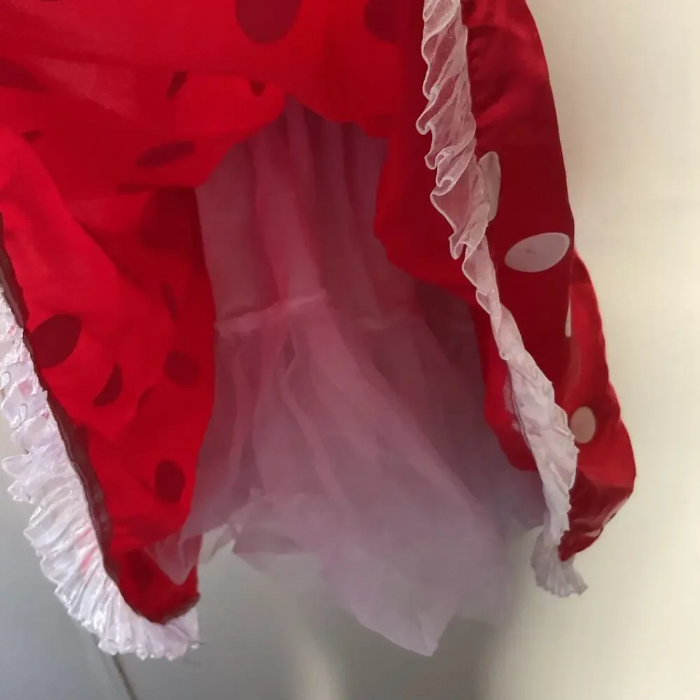 Disney Store Minnie Mouse Costume Dress Girls 7/8 Red Polka Dot Halloween